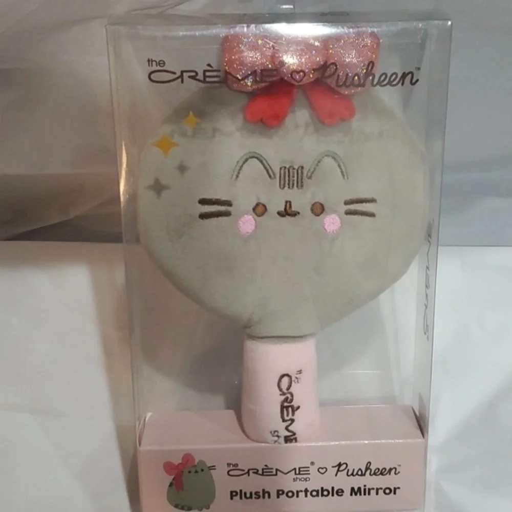 The Creme‎ Shop pusheen gray plush portable pink mirror new